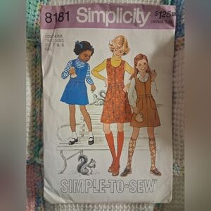🙂3/15Simplicity Simple-to-Sew Pattern 8181 Size 7 and 8🌹🦋🥀🌻